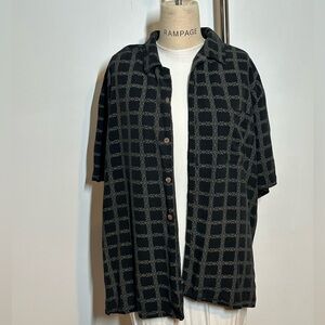 Black and Gray Casual Button Down Shirt